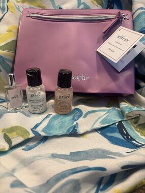 Philosophy Lilac Cosmetic Pouch with Amazing Grace Mini Trio